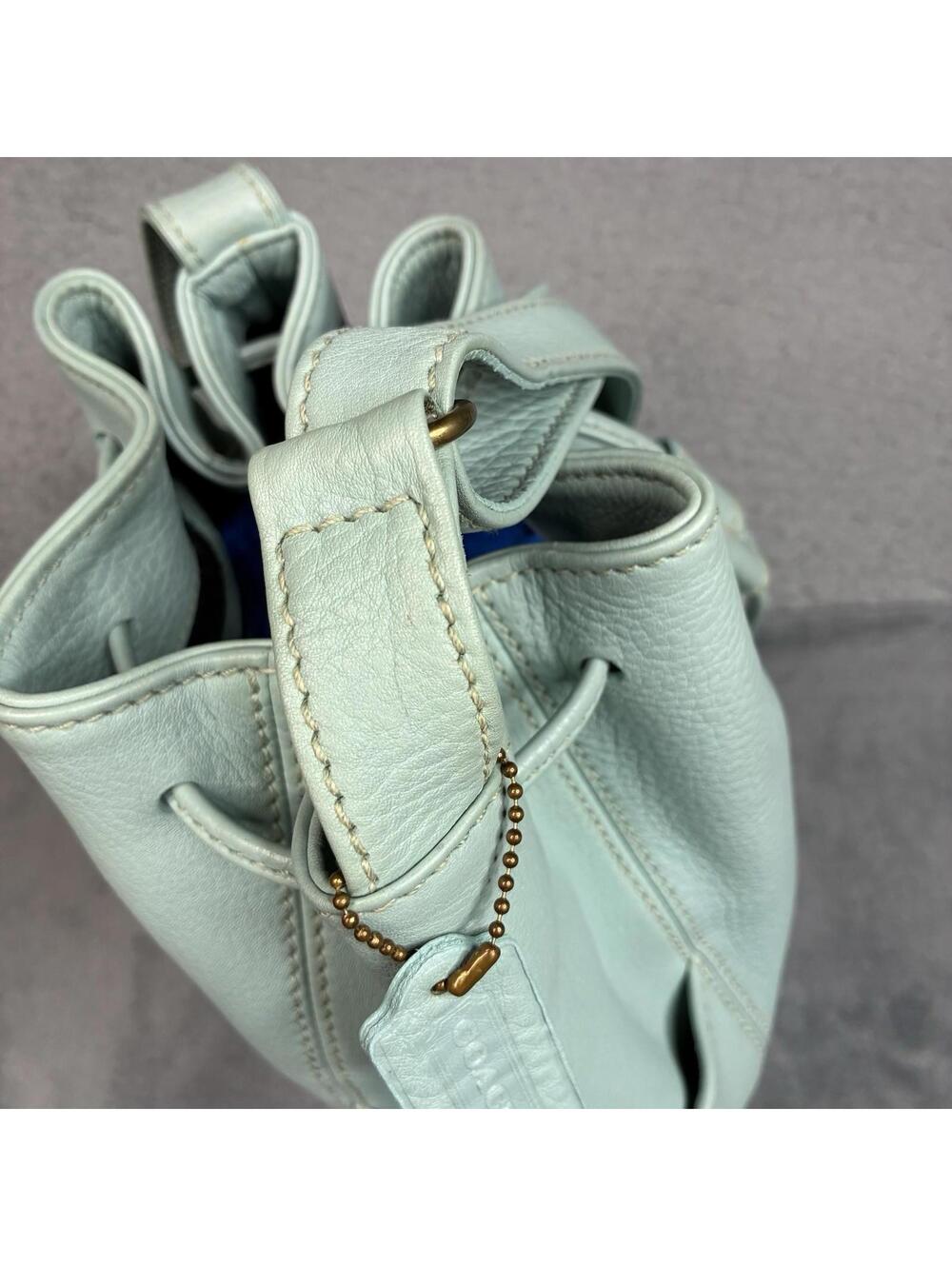 Vintage Coach Sonoma Drawstring Bucket Bag 4926 Mint Green Leather USA - Picture 12 of 15